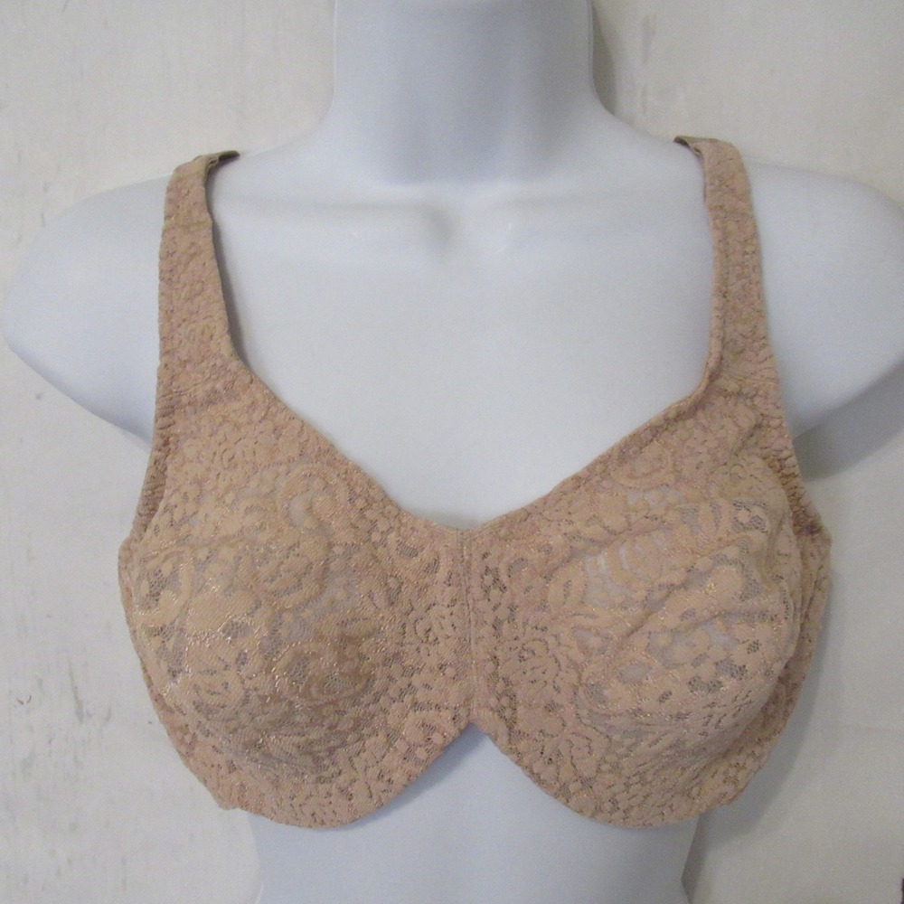 Wacoal Bra 36D Beige Tan Halo Lace Molded Underwire Back Closure 65547